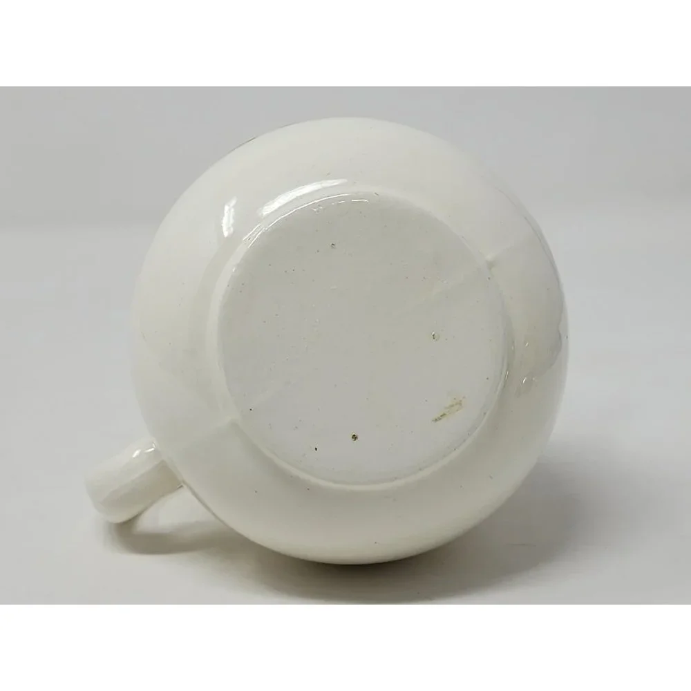 Vintage Hand Painted Ceramic Small‎ Pitcher/Creamer Blue Flowers Green Leaves